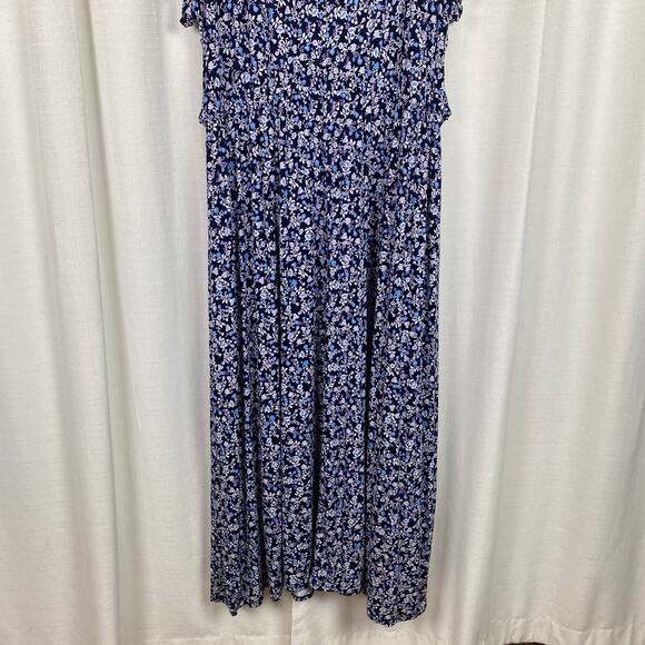 Lane Bryant Blue&Purple Floral V Neck Waist Knot Jersey Maxi Dress Sz.26/28 - Picture 12 of 15